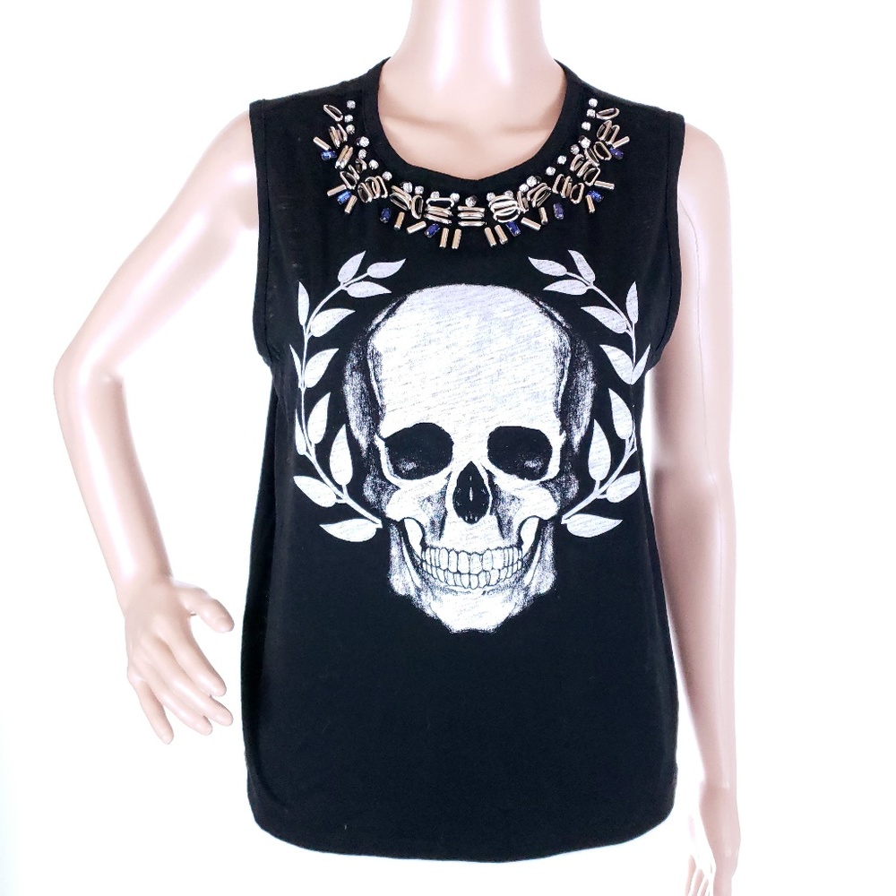 Express Women Tank Top Beaded Skull Size S